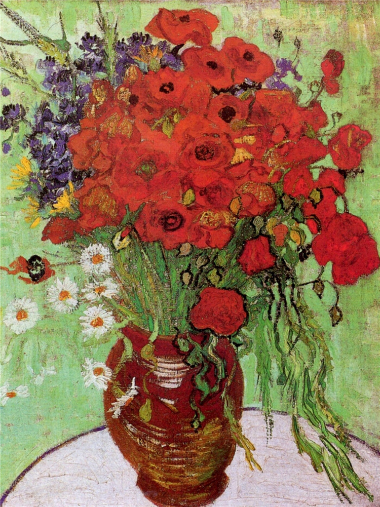 Still Life Red Poppies And Daisies Van Gogh Oil Painting